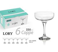 Gicos Set da 6 Coppe Lory in Vetro 236cc