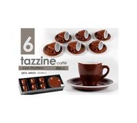 Gicos - Set da 6 Tazzine Caffe' con Piattino Marroni, in Ceramica