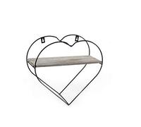 GICOS SRL Mensola bacheca in Metallo Forma Cuore con ripiano in Legno 31 * 12 * 30 cm Shabby Chic IAB-752001