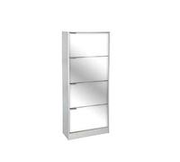 GICOS SRL Mobile scarpiera Struttura in Legno 4 Ante Specchio Colore Bianco 63 * 24 * 150 cm PUR-770173