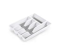GICOS SRL Organizzatore cassetti Porta Posate Organizer in plastica Colore Bianco 26 * 36 * 5 cm 5 Scomparti OND-815218