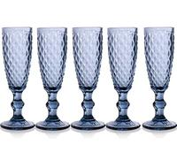 GICOS SRL Set 6 bicchieri calici flute 140 ml in vetro bicchieri spumante classico colore blu GIN-829628