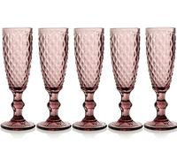 GICOS SRL Set 6 bicchieri calici flute 140 ml in vetro bicchieri spumante classico colore rosa GIN-829635