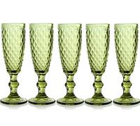 GICOS SRL Set 6 bicchieri calici flute 140 ml in vetro bicchieri spumante classico colore verde GIN-829642