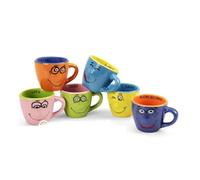 GICOS SRL Set 6 Tazzine Tazze Caffè senza Piattini in Ceramica Le Smorfie