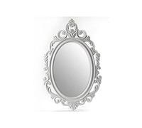 GICOS SRL Specchio in Legno Ovale 39 * 2 * 60 cm da Parete Bianco Shabby Chic MOG-715426