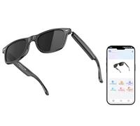 GiDaCom Occhiali Smart Bluetooth con IA - Traduttore in Tempo Reale, Ascolta Musica e Rispondi alle Chiamate con un Design Unico (A13 Nero)