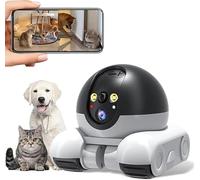 GiDaCom Telecamera Robot Intelligente per Gatti e Cani con Laser Game Doppia Camera 4K - Controllo da App, Visione Notturna, Interfono
