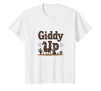 Giddy Up Western Horse Desert Cactus Cowboy, Ragazza Mucca Maglietta, Bambini, Bianco, 3 Anni