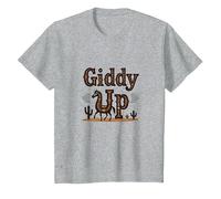 Giddy Up Western Horse Desert Cactus Cowboy, Ragazza Mucca Maglietta, Bambini, Grigio Melange, 2 Anni