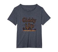 Giddy Up Western Horse Desert Cactus Cowboy, Ragazza Mucca Maglietta, Donna Plus-Size, Pervinca, 2X