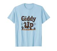 Giddy Up Western Horse Desert Cactus Cowboy, Ragazza Mucca Maglietta, Uomo, Celeste, M