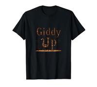 Giddy Up Western Horse Desert Cactus Cowboy, Ragazza Mucca Maglietta, Uomo, Nero, 5XL