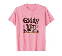 Giddy Up Western Horse Desert Cactus Cowboy, Ragazza Mucca Maglietta, Uomo, Rosa, M