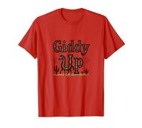 Giddy Up Western Horse Desert Cactus Cowboy, Ragazza Mucca Maglietta, Uomo, Rosso, S