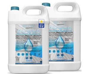 GiDeli Acqua demineralizzata 2 x 5 l acqua distillata per ferro da stiro, batterie, refrigeratore, umidificatore, acquario e laboratorio acqua senza calcare, inodore, trasparente