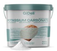GiDeli Carbonato di Potassio Alimentare 1 kg E501 K2CO3 in Secchio | si scioglie rapidamente in acqua, per lievitare pan di zenzero e dolci, base per sapone e tampone di pH, purezza 99,9%