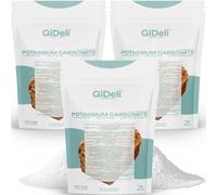 GiDeli Carbonato di Potassio Alimentare 3 kg E501 K2CO3 in 3 Sacchetti | si scioglie rapidamente in acqua, per lievitare pan di zenzero e dolci, base per sapone e tampone di pH, purezza 99,9%