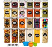 GiDeli Contenitori con coperchio ermetici - Set di 24 contenitori in plastica - senza BPA - Scatole da cucina grandi - Organizzatore per farina, zucchero e grani - con penna ed etichetta
