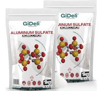 GiDeli Solfato di alluminio 2 x 1 kg di polvere floccante per piscina | due confezioni separate, abbassa il pH del suolo per i fiori blu, purifica l'acqua torbida, rimane più a lungo
