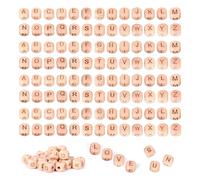 GIDWRIY 104 Pezzi Perline Lettere Legno 12 mm,Cubetti di Legno con Lettere,Perline Cubiche Lettere Alfabeto,Perlines Alfabeto Braccialetti,Perlines Cubo Naturale,Letter Beads per Collane Ciondolo DIY