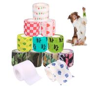 GIDWRIY 12 Pezzi Benda Elastica Coesiva Animali 5 CM x 4.5 M,Bende Autoadesiva per Cani,Garza Autoadesive per Cane,Pet Vet Wrap,Bende Elastiche per Bendaggio Coesivo Adesivo,Benda Coesiva Colorata