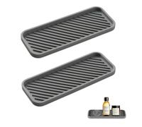 GIDWRIY 2 PCS Organizer Lavello Silicone Grigio, Vassoio Antiscivolo Cucina, Tappetino Scolapiatti Portaspugne