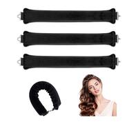GIDWRIY 3 Pezzi Bigodini Morbido per Dormire,Fascia Bigodino per Capelli Ricci,Boccoli Capelli Senza Calore,Curling Rods,Overnight Blowout Rods,Heatless Curls,Hair Curler No Heat - Nero