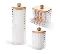 GIDWRIY 3 Pezzi Porta Cotone Dischetti,Contenitore Dischetti Struccanti,Cotton Pad Dispenser Cotton Fioc per Bagno,Portadischetti da Trucco,Organizer Cottons Fioc e Dischetti,Organizzatore Trucchi