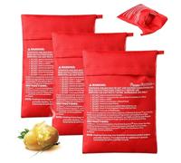GIDWRIY 3 Pezzi Sacchetto patata Microonde Fritte, Borsa Cuoci Patate per Microonde, Sacco Lavabili, Cooking Bag-Rosso