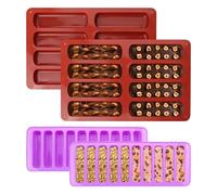 GIDWRIY 4 Pezzi Stampo per Barrette Energetiche,Stampo per Merendine,Stampi per Barrette Cereali,Stampos per Snack,Stampi Cioccolato,Stampos Silicone Rettangolare con 8 Cavità per Brownie Muffin