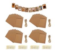 GIDWRIY 40 Pezzi Cornici per Foto in Carta 11.5×15.5 CM,Cartoncino Portafoto di Classe,Portafoto da Parete Multiplo con 40 Clip di Legno e 4 Corda Juta,Cornici Foto da Decorare Parete per Compleanno
