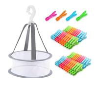 GIDWRIY 48 Pezzi Mollette Panni Antisegno,Multicolore Mollette per Bucato Antiscivolo,Pinze per Biancheria con Cestino,Mollettes Stendibiancheria,Pinze per Lettino Asciugamani da Spiaggia per Calze