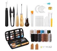 GIDWRIY 49 Pcs Kit da Cucito in Pelle,Kit Di Attrezzi Artigianali In Pelle,Strumenti Fai da Te In Pelle,Attrezzi Cuoio,Kit Di Riparazione Tappezzeria,Strumenti per La Lavorazione Della Pelle per DIY
