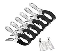 GIDWRIY 6 Pezzi Mollette Acciaio Inox Grandi,Mollettoni per Bucato Metallo,Pinze Telo Mare,Mollette Asciugamani Mare,Pinze per Telo Piscina,Mollettoni per Asciugamani Spiaggia per Vestiti,Coperte