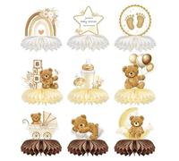 GIDWRIY 9 Pezzi Centrotavola Battesimo Bimba,Decorazioni Battesimo Tavolo Orsetto,Centrotavola Gender Reveal Party Decorations,Addobbi Tavola Compleanno,Allestimento Battesimo per Benvenuta Nascita