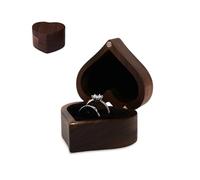 GIDWRIY Scatola Anello A Forma di Cuore in Legno,Scatola Porta Anello Proposta,Porta Anelli Fidanzamento con 2 Fessura,Scatolina di Presentazione per Anelli,Portatile Scatolina per Gioielli Regalo