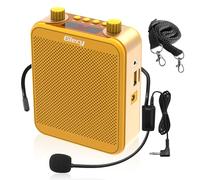 Giecy Amplificatore vocale con microfono, sistema PA portatile, 30 W, batteria ricaricabile da 2200 mAh, per insegnanti, formazione, riunioni, guide turistiche (giallo)