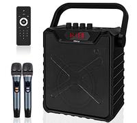 Giecy Karaoke con 2 Microfono Wireless UHF,Cassa Bluetooth Portatile con karaoke professionale completo,Amplificatore Vocale Sistema PA e Bass Boost per Adulti,Bambini,Feste