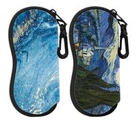 GIEEU Set di 2 custodie morbide per occhiali da sole, con cerniera, custodia portatile da viaggio con clip, per uomini e donne, Blu, Taglia unica