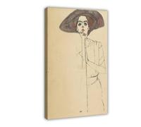 GIEIG Egon Schiele - Stampa artistica da parete su tela, motivo: ritratto di donna, per camera di ragazzi e ragazzi, stampa artistica su tela, 60 x 90 cm