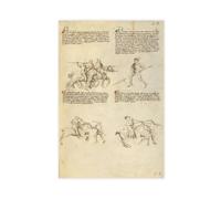 GIEIG Fiore Dei Liberi - Poster su tela, motivo: combattimento contro un avversario equestre con lancia, decorazione da parete per camera da letto, ufficio, stanza, regalo, senza cornice, 30 x 45 cm