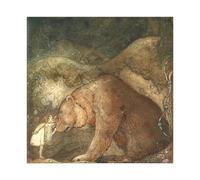 GIEIG John Bauer Kissed The Bear On The Nose 1907 - Poster su tela, decorazione da parete per camera da letto, ufficio, stanza, regalo, senza cornice, 71 x 71 cm