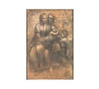 GIEIG Leonardo Da Vinci - Madonna col Bambino con Sant'Anna e Giovanni il Battista su tela, stampa artistica da parete, decorazione moderna per la camera da letto