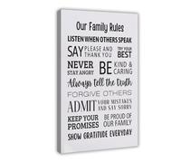 GIEIG Modern Family Rules For Kids Canvas Art Poster e Wall Art Picture Print Modern Family Bedroom Decor Frame 61 x 91,4 cm