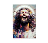 GIEIG Poster da parete in stile astratto con Gesù che ride, decorazione artistica da parete per camera da letto, ufficio, cucina, regalo, senza cornice, 30 x 45 cm