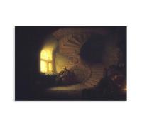 GIEIG Poster su tela con immagine di Rembrandt Van Rijn, filosofo in meditazione 1632, decorazione per camera da letto, sport, ufficio, stanza, regalo, senza cornice, 50 x 75 cm