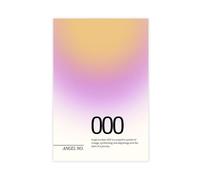 GIEIG Poster su tela con numero 000 con angelo "New Beginnings", decorazione per camera da letto, sport, ufficio, stanza, regalo, senza cornice, 30,5 x 45,7 cm