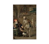 GIEIG Poster su tela di Frans Francken con la morte e l'avaro per camera da letto, decorazione per ufficio, camera da letto, regalo, senza cornice, 60 x 90 cm
