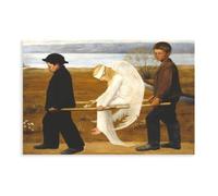 GIEIG Stampa artistica da parete su tela con l'angelo ferito di Hugo Simberg, decorazione per casa, scuola, ufficio, senza cornice, 60 x 90 cm